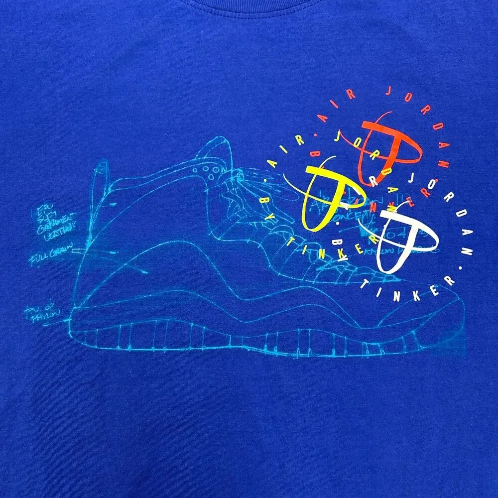 Jordan Legacy Tinker Sneaker graphic tshirt blue mens Large